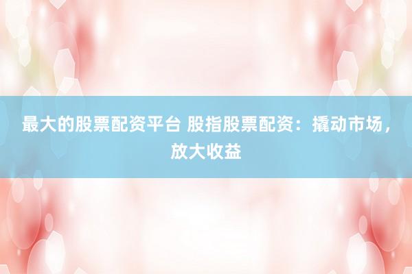 最大的股票配资平台 股指股票配资：撬动市场，放大收益